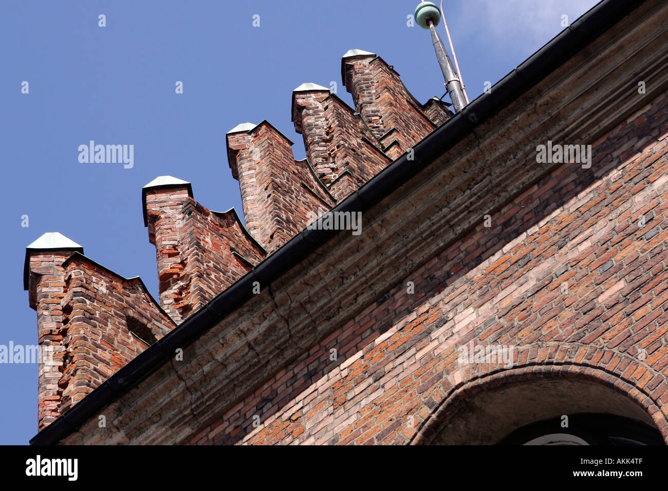 St Johns Church old Riga Latvia showing crow-stepped gable aka stepped gable or corbie step Stock Photo