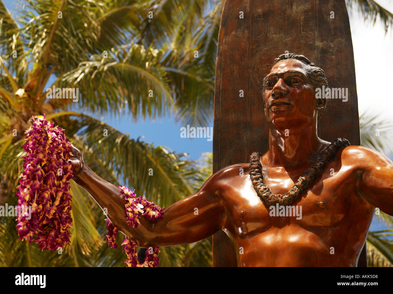 Statue of the Surfer King on Waikiki Beach in Honolulu on the Hawaiian
