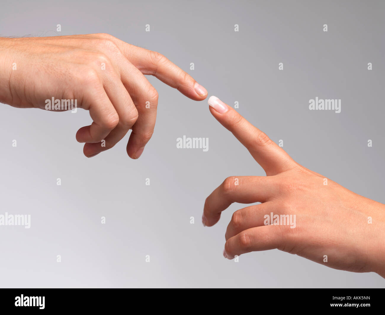 two index fingers touching Stock Photo