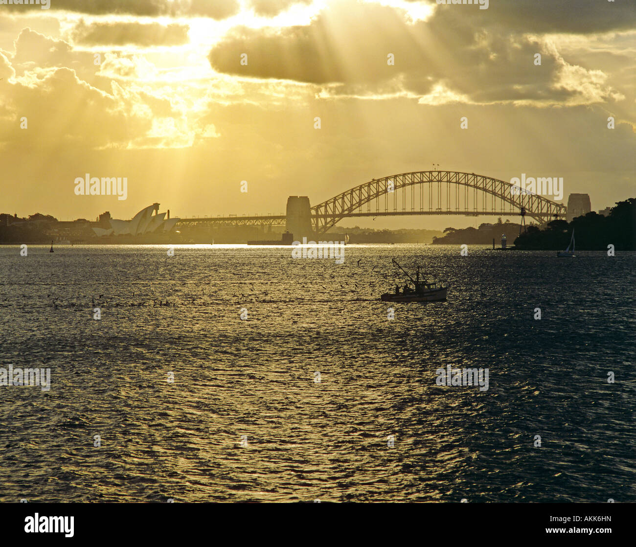 Harbour Bridge and Opera House at Sunset Sydney Australia Stock Photo ...