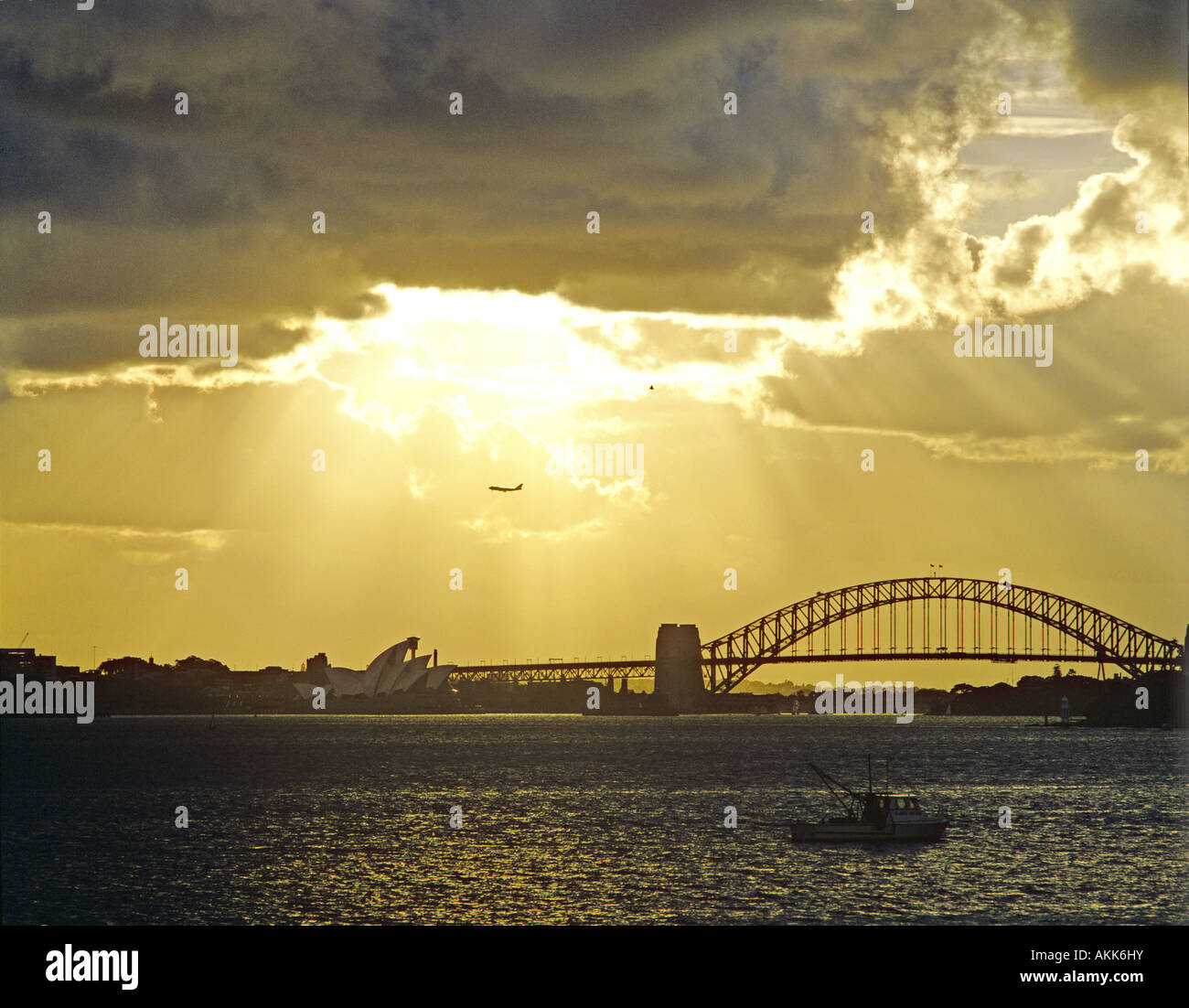 Harbour Bridge and Opera House at Sunset Sydney Australia Stock Photo ...