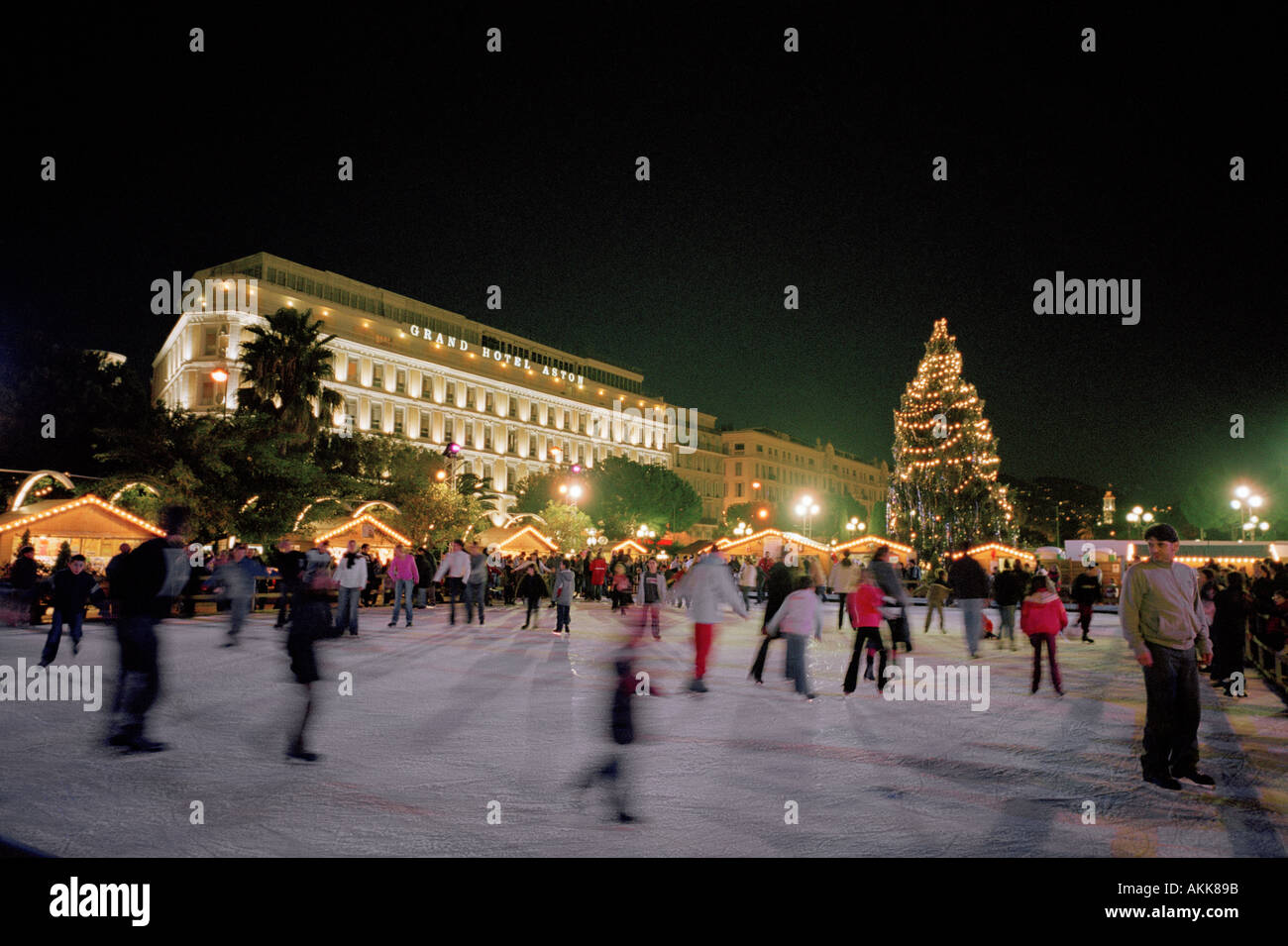 Nice Cote dAzur France Skaters enjoying the artificial ice rink at