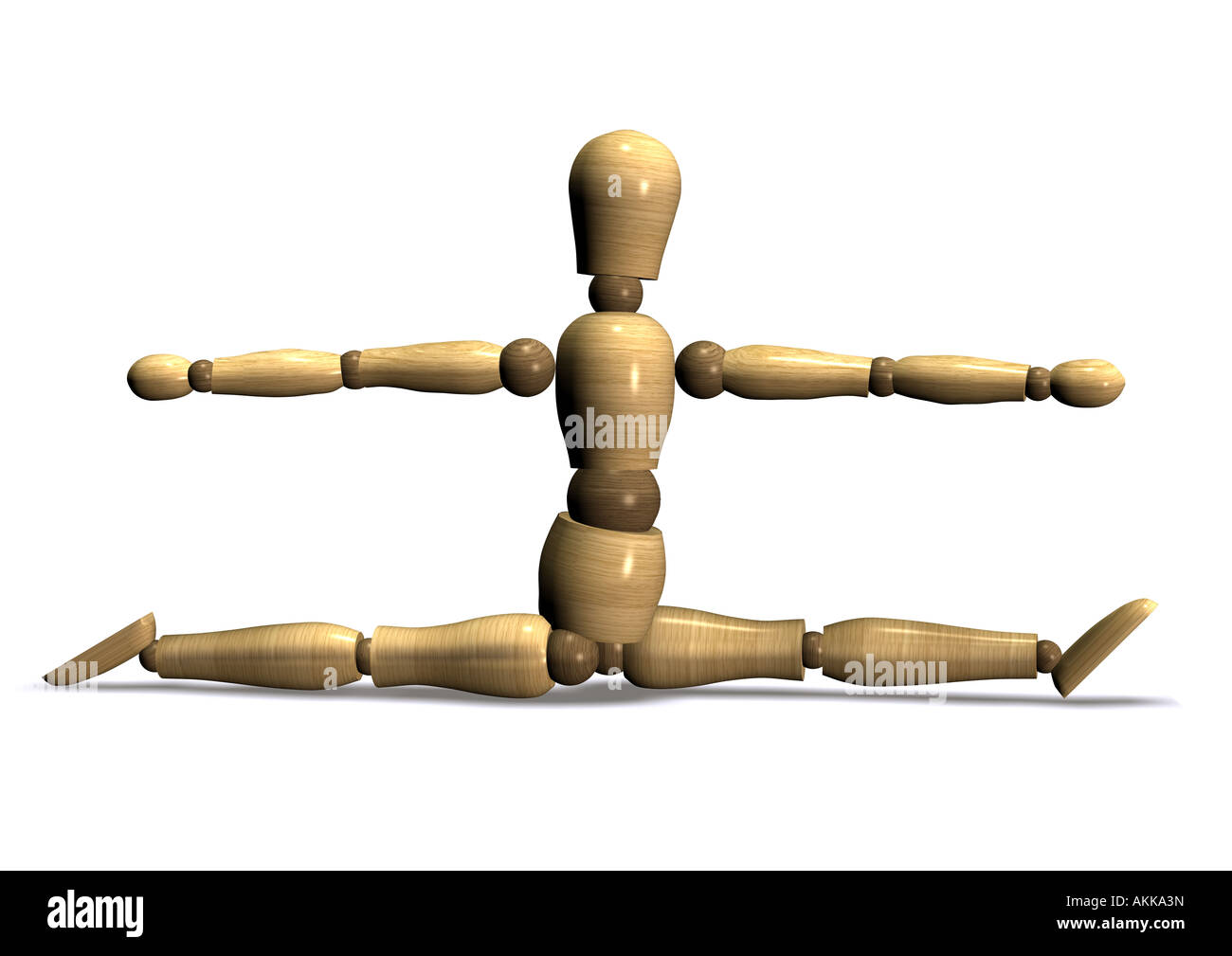 balancing act jointed doll Gliederpuppe im Spagat Stock Photo