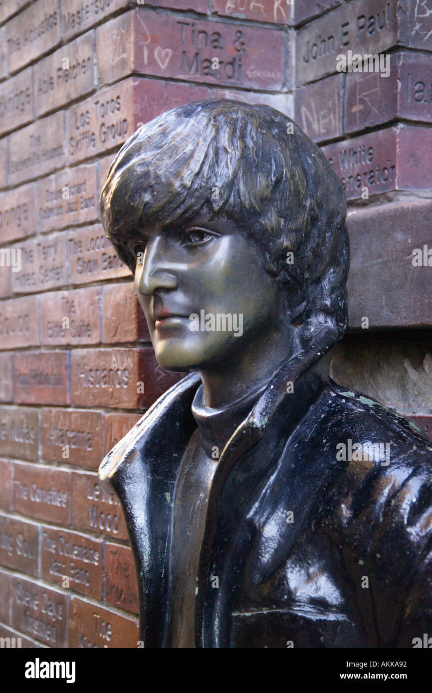 Statue of John Lennon Mathew Street Liverpool England Stock Photo
