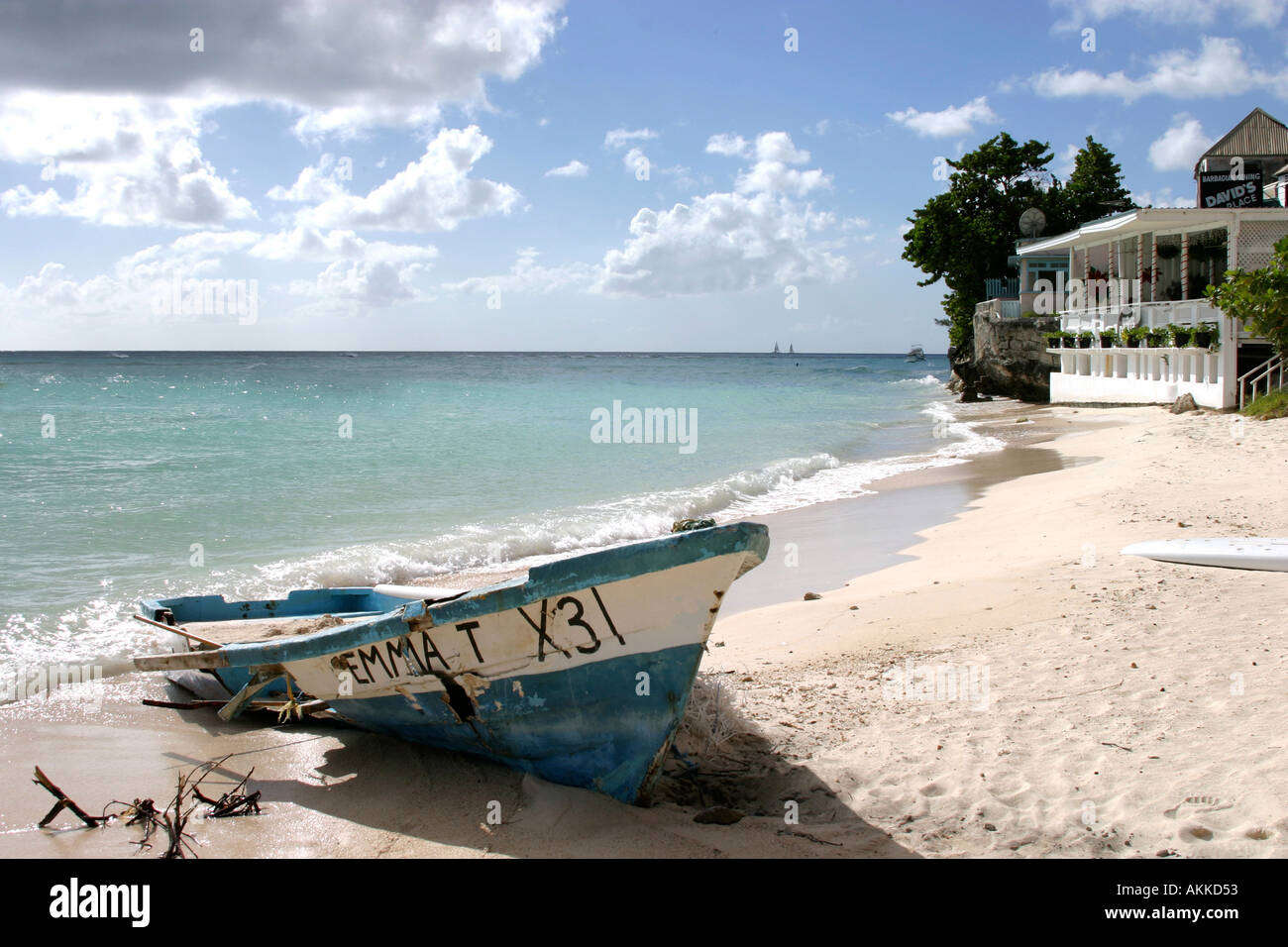 Boat wreck on Barbados beach 2 Stock Photo Alamy