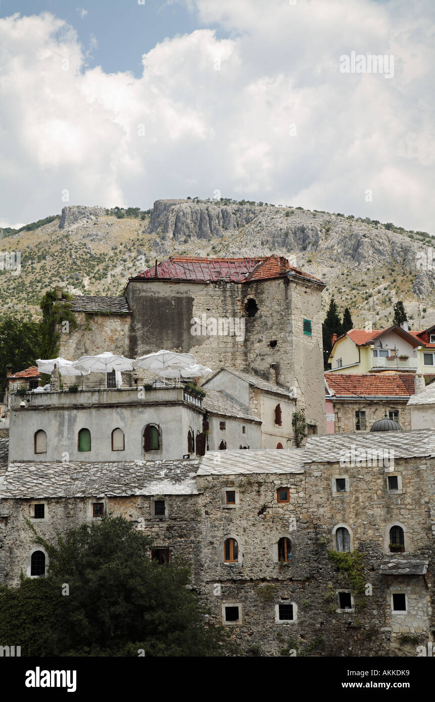 Mostar war damaged buildings Stock Photo