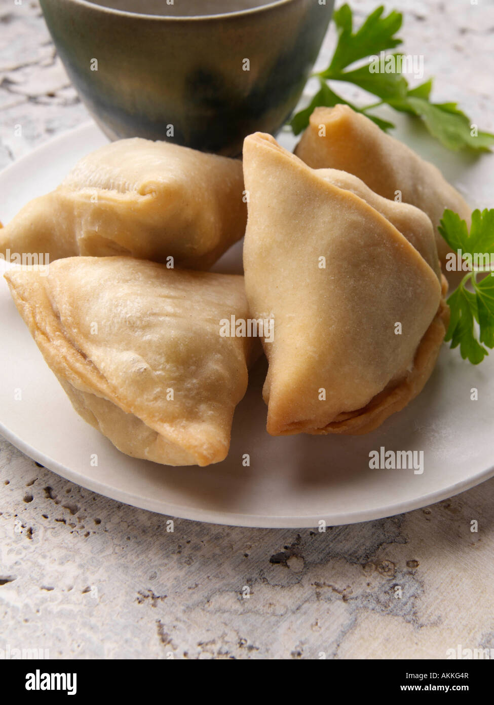 A dish of Indian spicy vegetable Samosas vegetarian editorial food