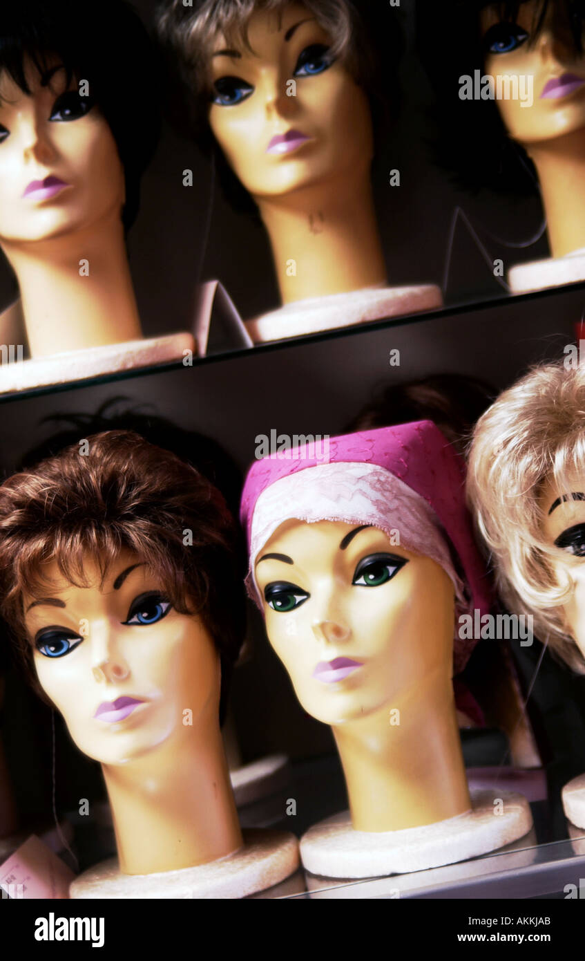 Mannequin heads with wigs Stock Photo Alamy