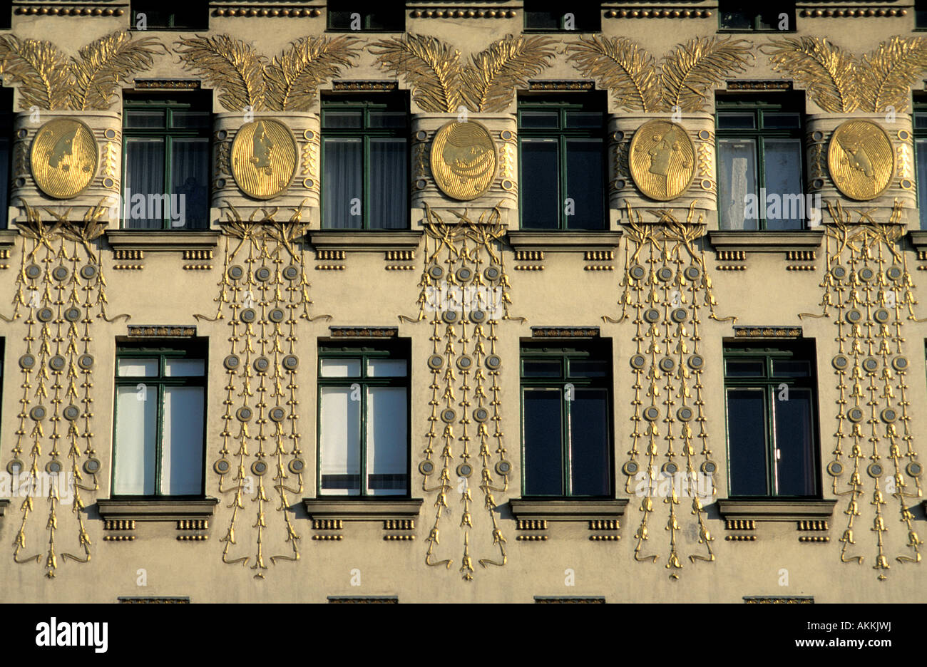 Austria, Vienna, building by the architect Otto Wagner, Art Nouveau style, Jugendstill, motifs designed by Kolo Moser Stock Photo