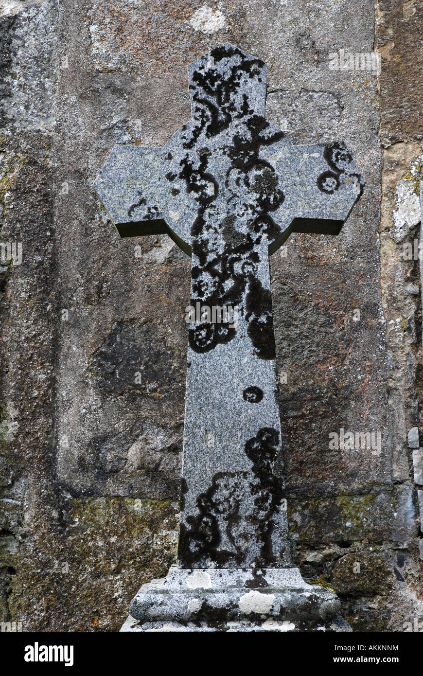 Stone cross 15th century, chill chriosd, strath burial place Mackinnon clan, island Skye Inner Hebrides Scotland Stock Photo
