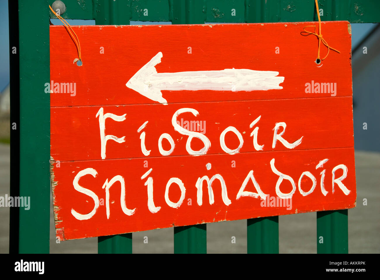 Sign in Irish gaelic on Inishmore, Aran Islands, Co Galway, Ireland Stock Photo