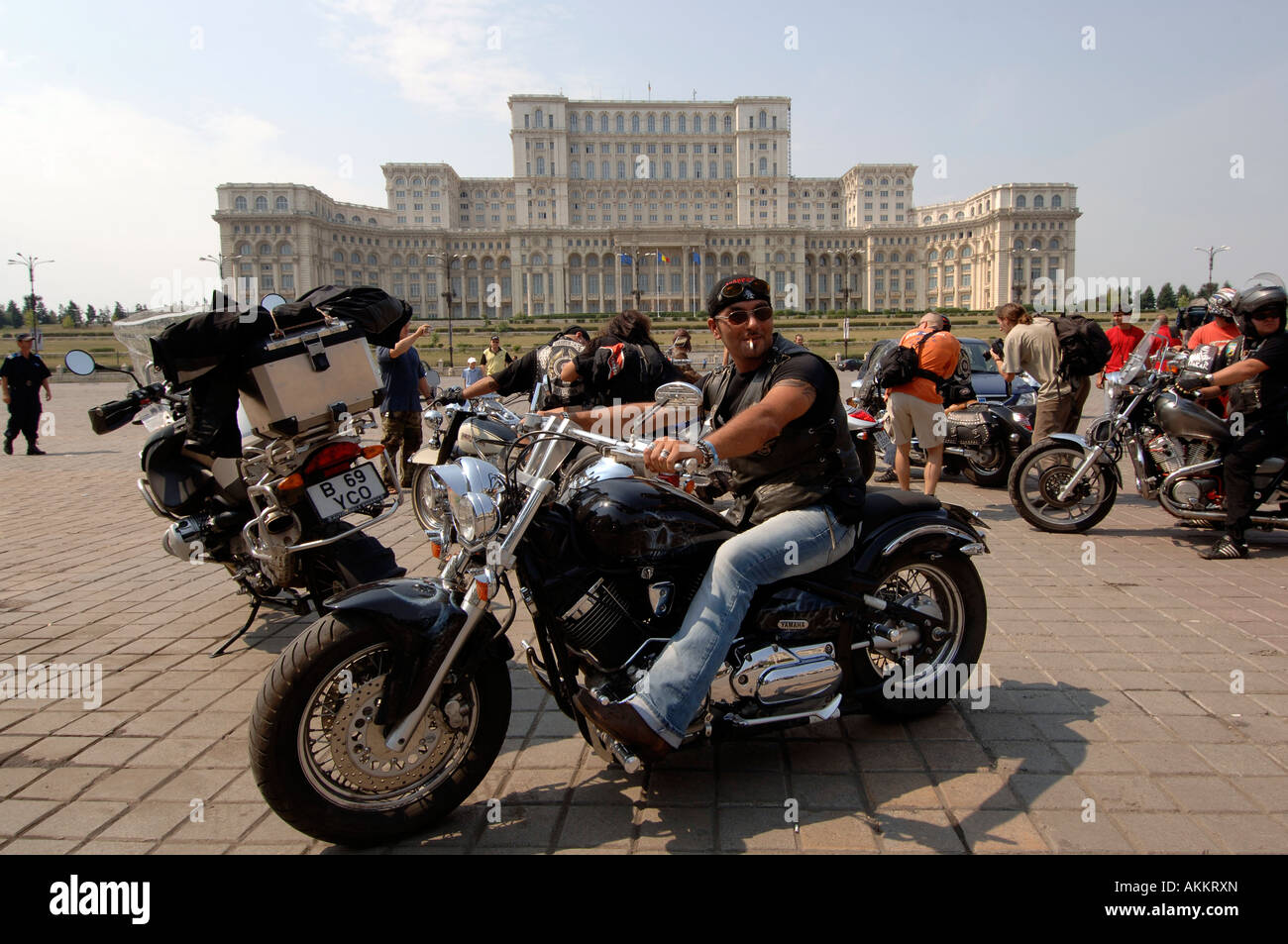 Motor Cycle rally in Bucharest Rumania Stock Photo