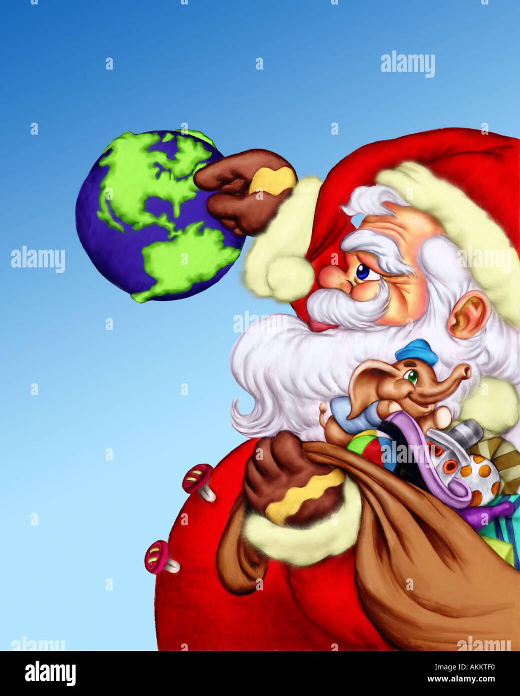 Santa claus holding bag toys hi-res stock photography and images - Alamy