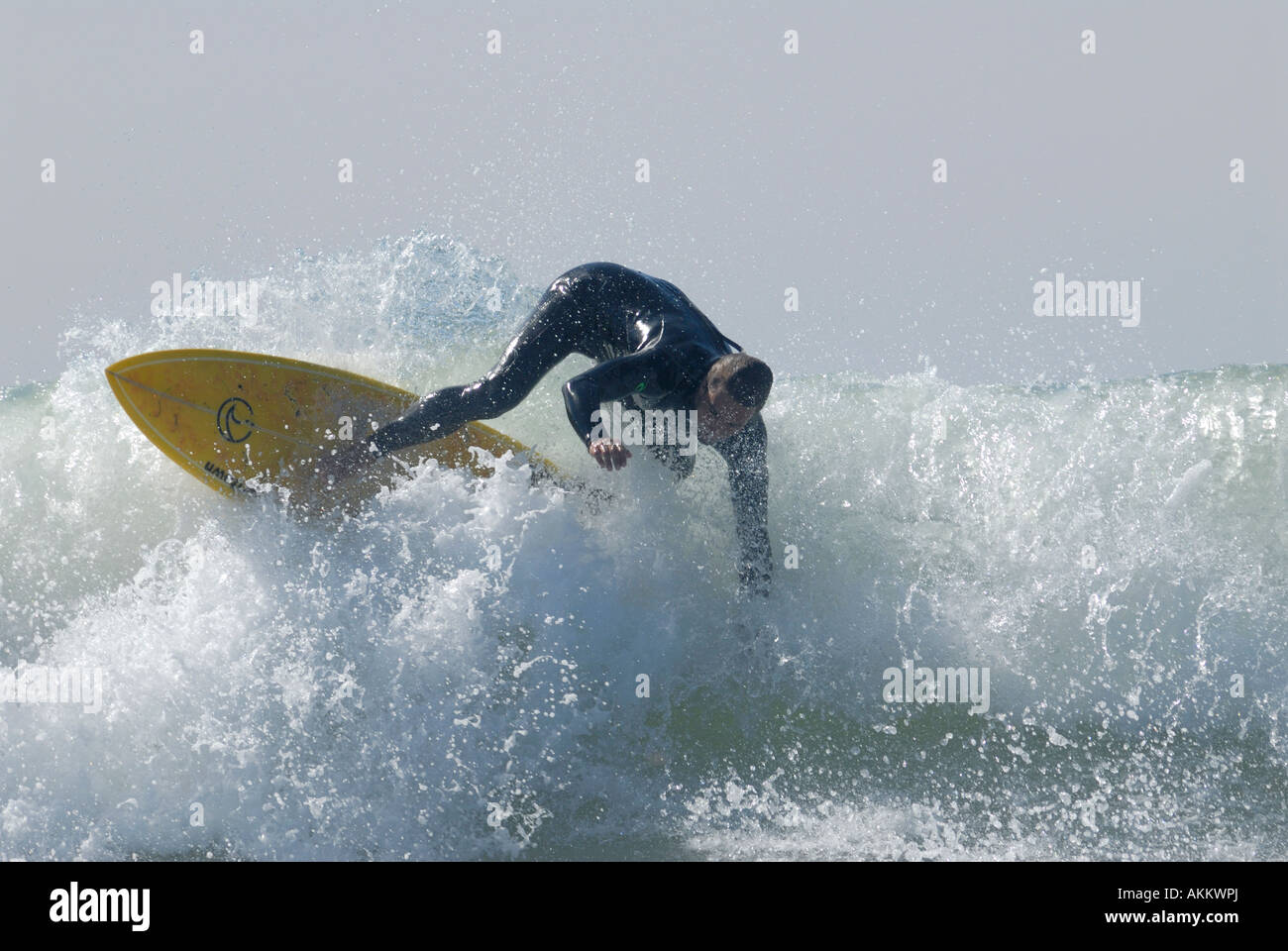 Surfer turning on breaking wave Stock Photo - Alamy