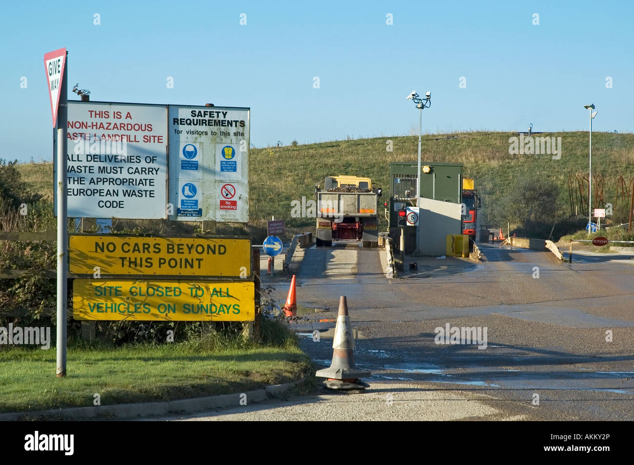 landfill site entrance Stock Photo