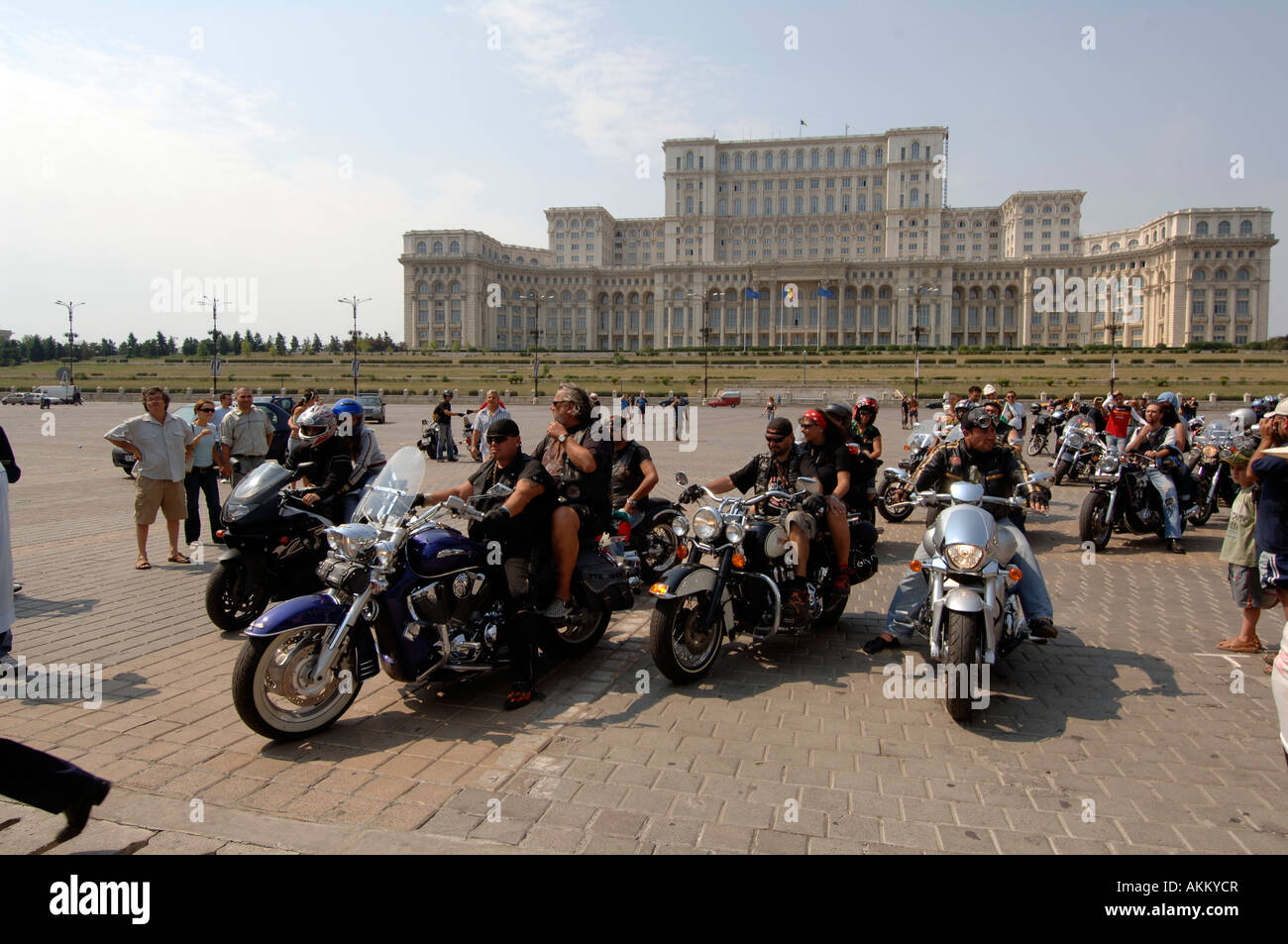 Motor Cycle rally in Bucharest Rumania Stock Photo