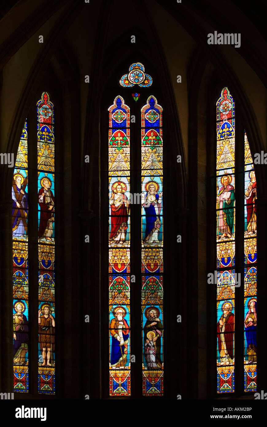 Gothic Stained Glass Windows in Spanish Church of San Severino