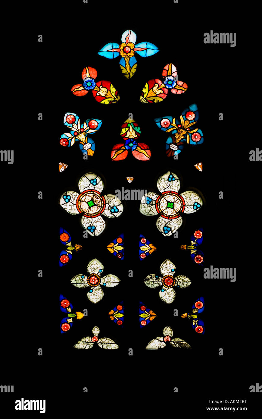 Gothic Stained Glass Window in Spanish Church of San Severino