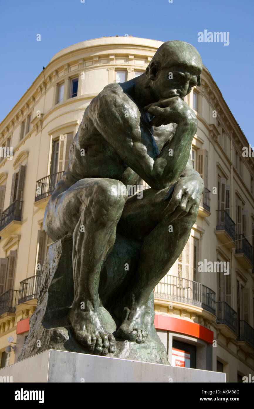 The Thinker Bronze sculpture by Auguste Rodin 1840 to 1917 Calle Marques de  Larios Malaga Costa del Sol Spain Stock Photo - Alamy