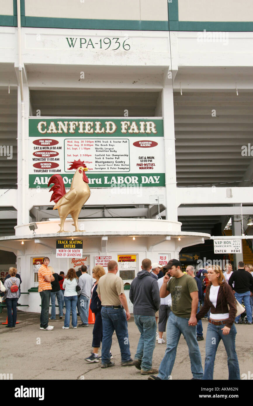 Canfield Fair Rooster over Ticket office View of front of grandstand at