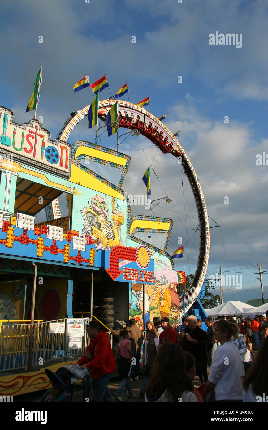 Funhouse and Ride Canfield Fair Canfield Ohio Stock Photo