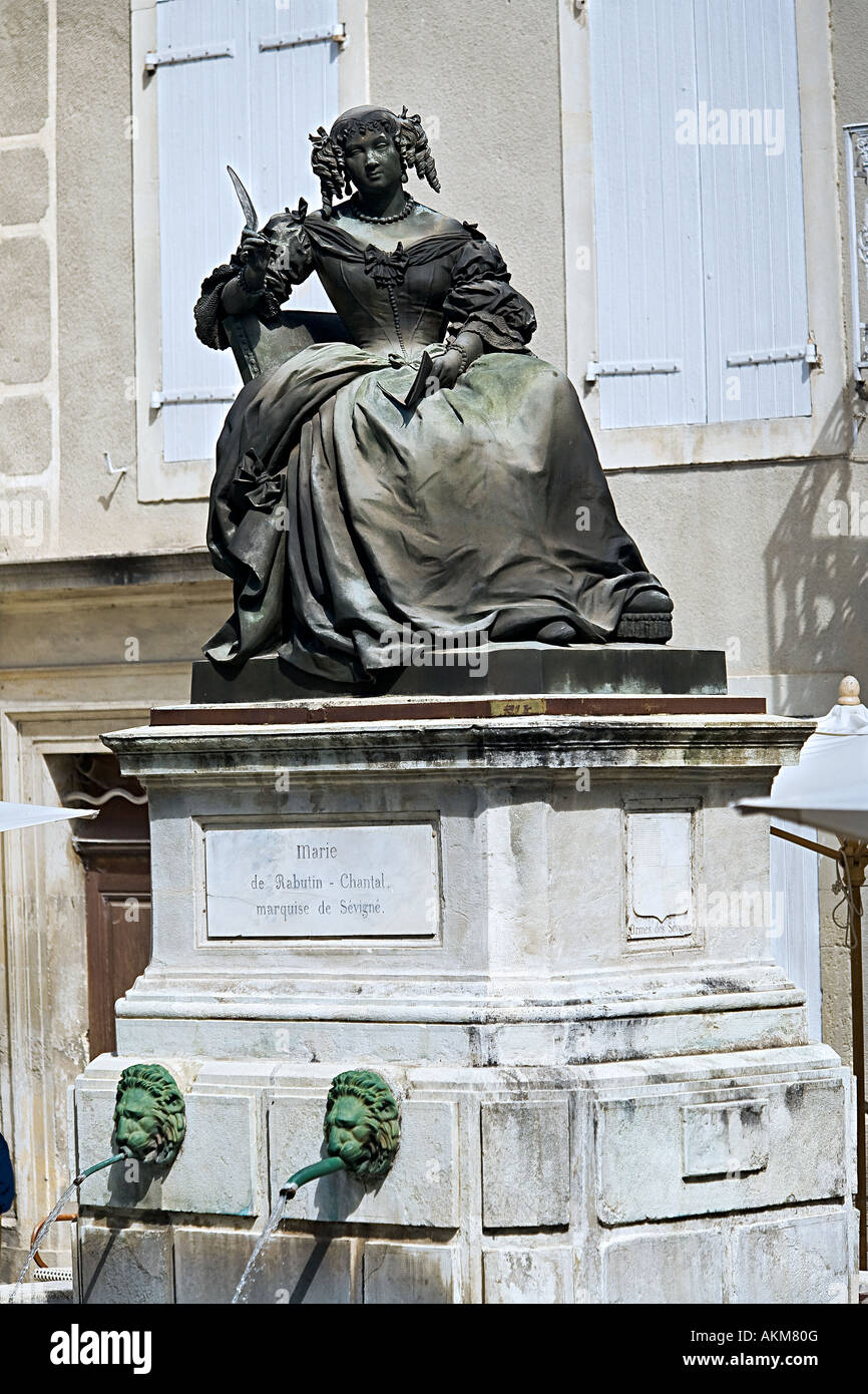 The statue of Marquise de Sevigne, Provence, France. Stock Photo