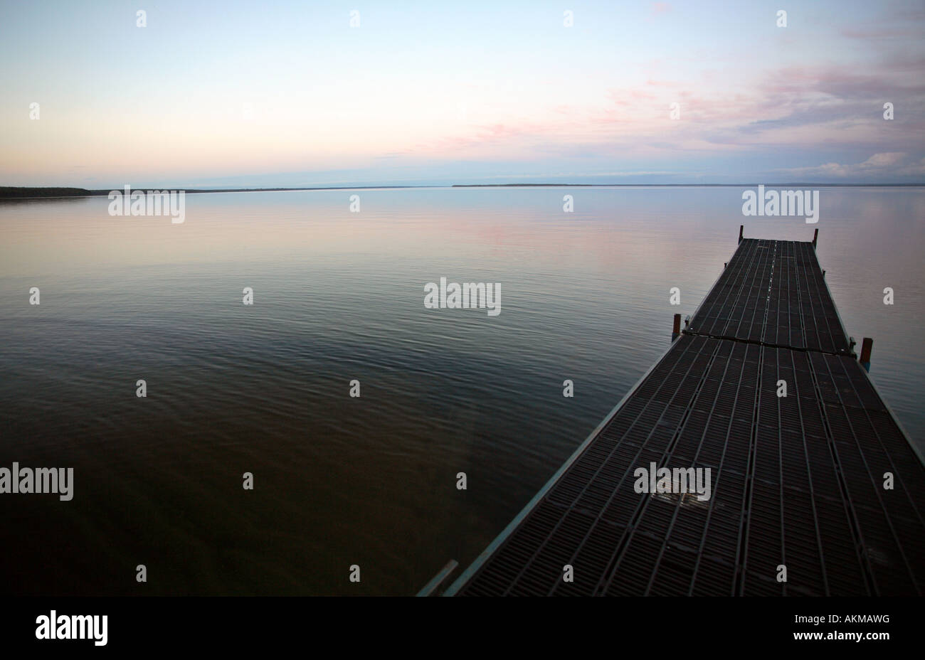 Boat dock on a Saskatchewan Lake Stock Photo Alamy