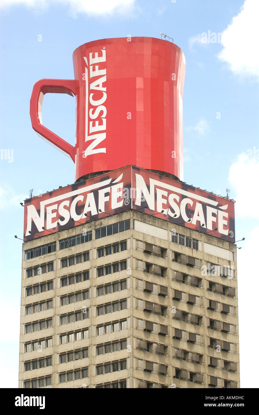 The Nestle Building in Caracas Venezuela with its giant coffee cup crown Stock Photo Alamy