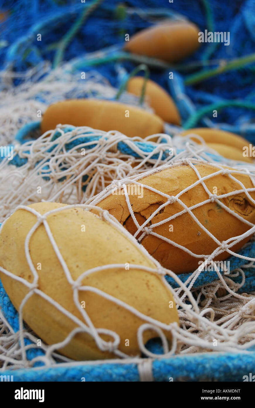 Fishing Nets and Buoys Stock Photo