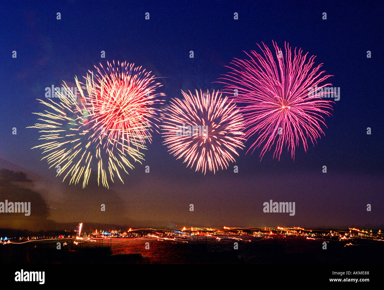 Fireworks on display on July 4 Independence Day celebration over the St