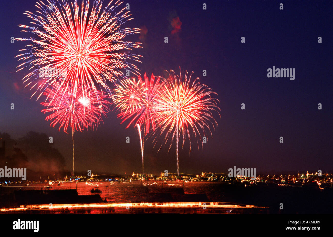 Fireworks on display on July 4 Independence Day celebration over the St