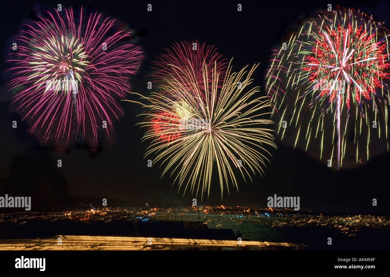 Fireworks on display on July 4 Independence Day celebration over the St