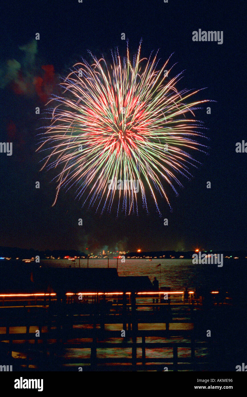 Fireworks on display on July 4 Independence Day celebration over the St