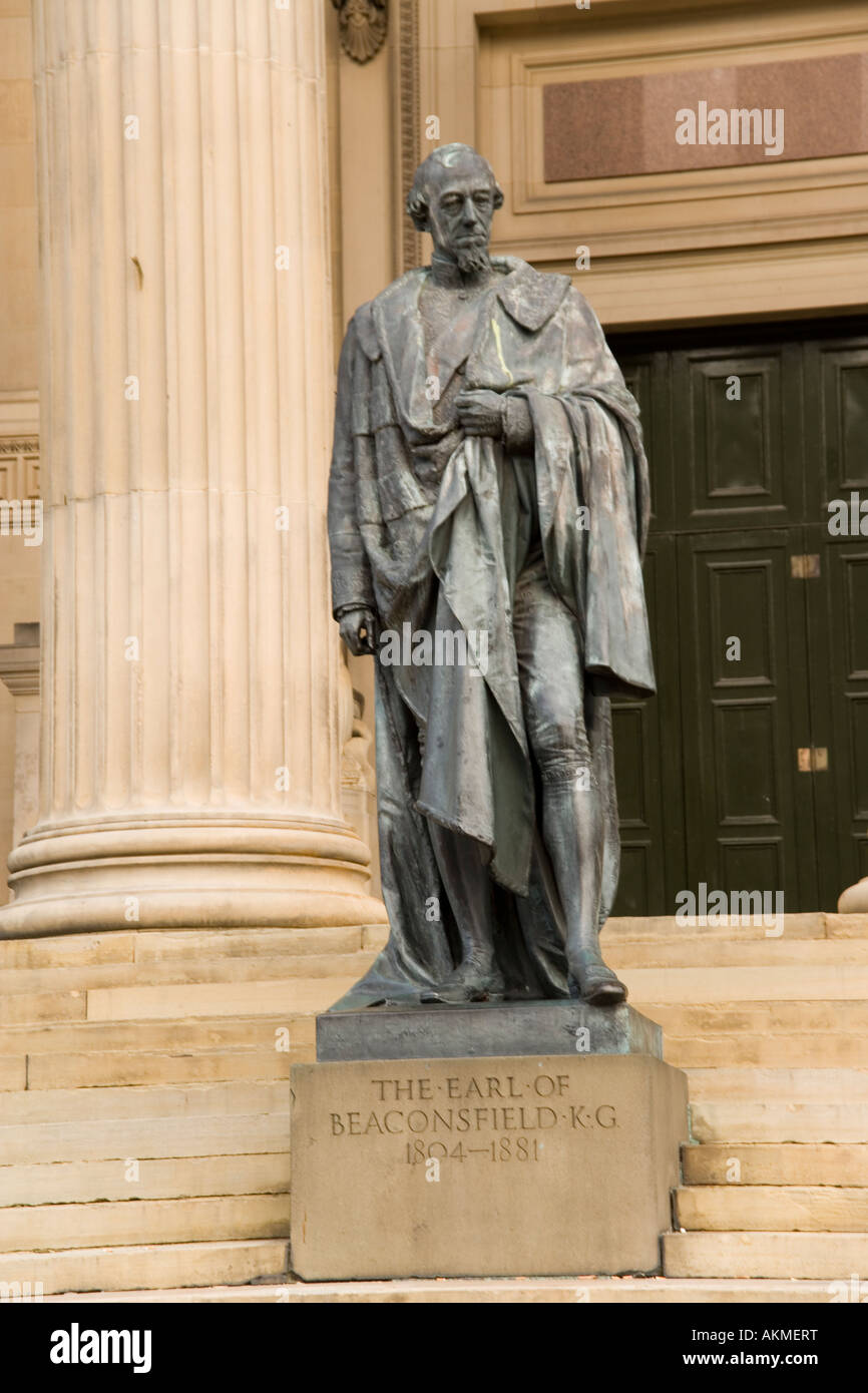Statue of Disraeli,Earl of Beaconsfield and the St Hall in