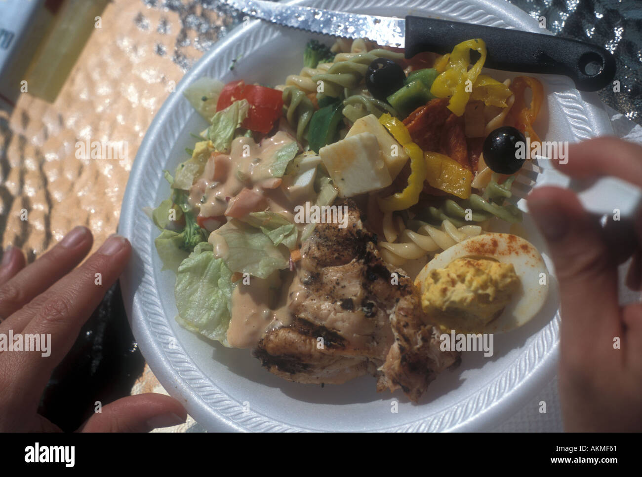 Picnic Food on Paper Plate Stock Photo Alamy