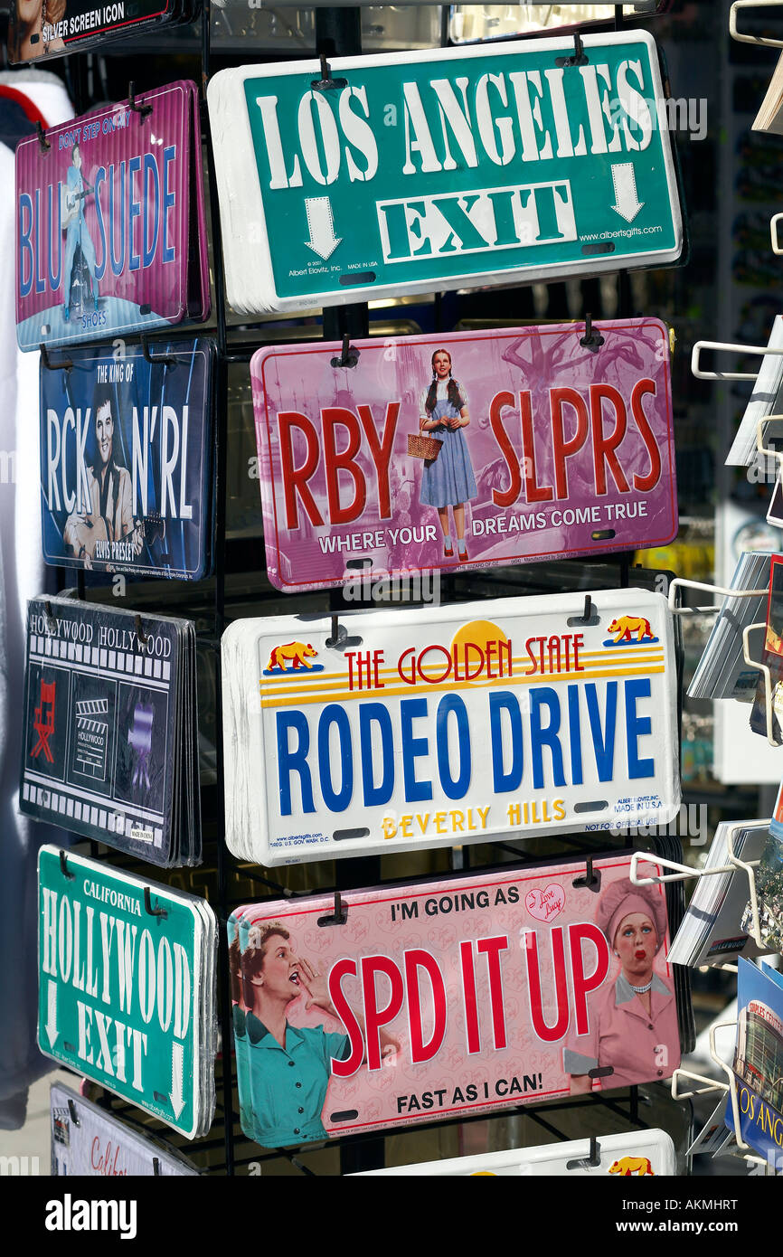 United States, California, Los Angeles, souvenir licence plates Stock