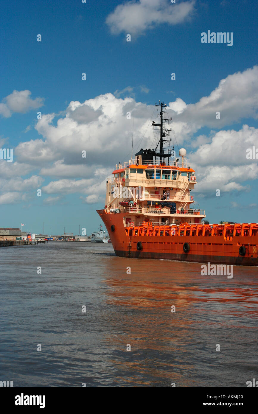 England Norfolk gorleston harbour yare river port ship cargo Stock Photo