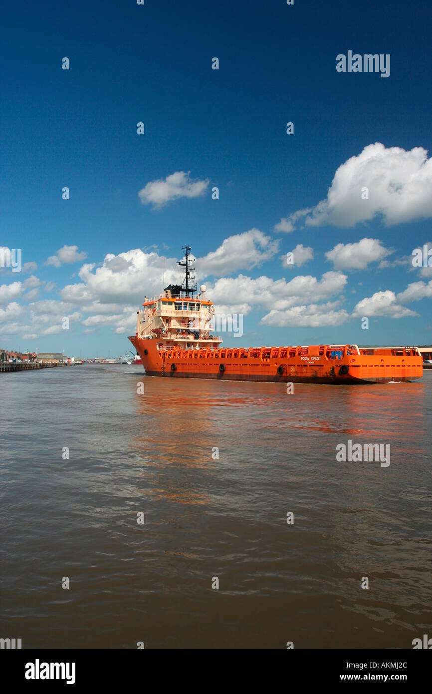 England Norfolk gorleston harbour yare river port ship cargo Stock Photo