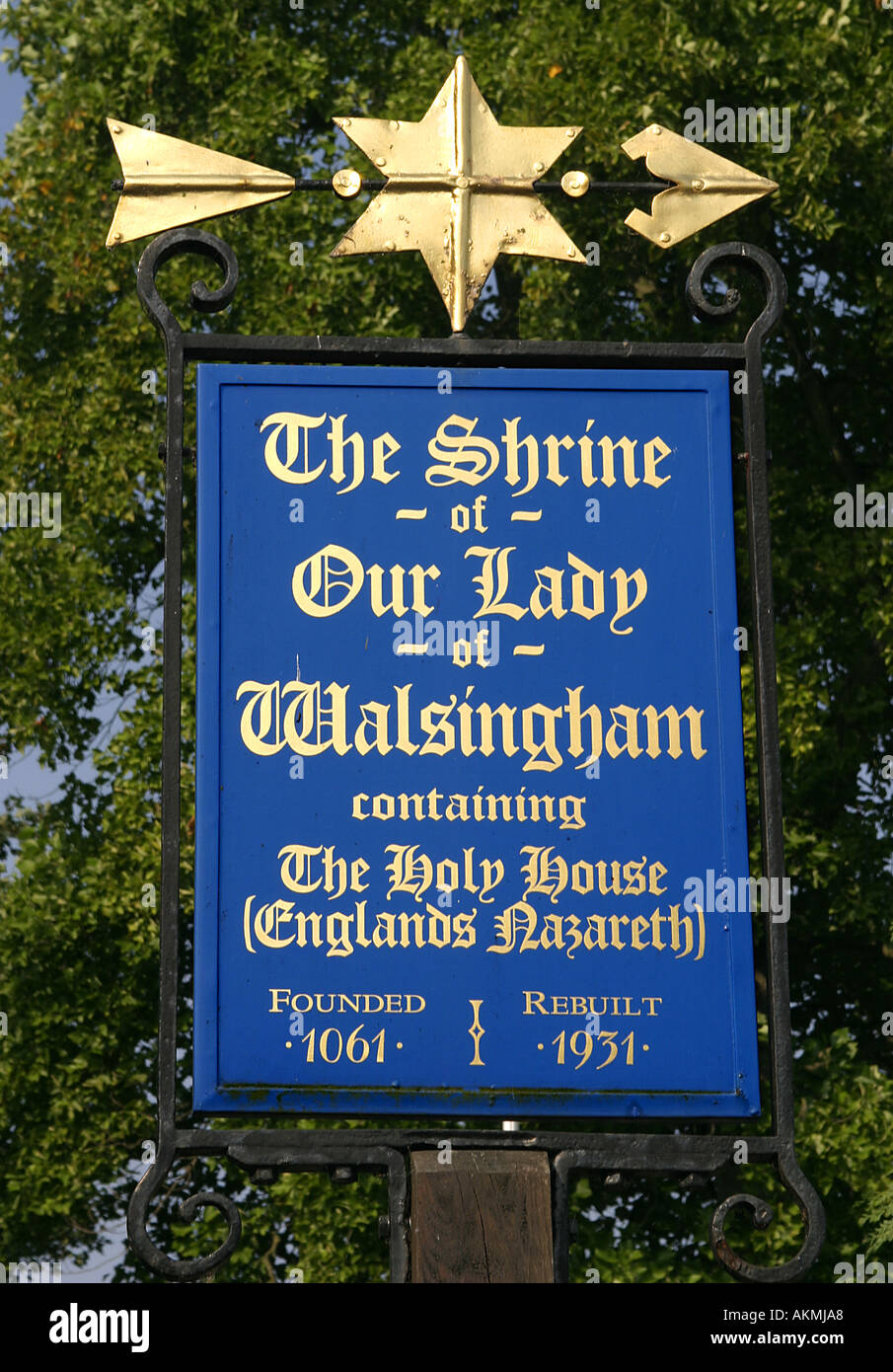 England Norfolk Walsingham Shrine sign Stock Photo Alamy