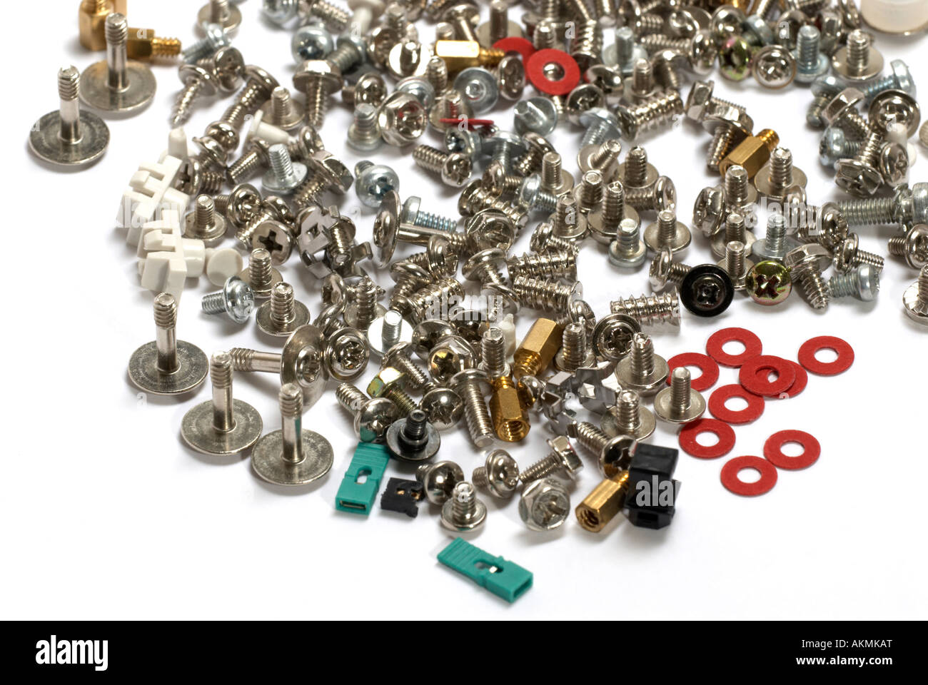 Assorted collection of computer screws and ^washers Stock Photo Alamy