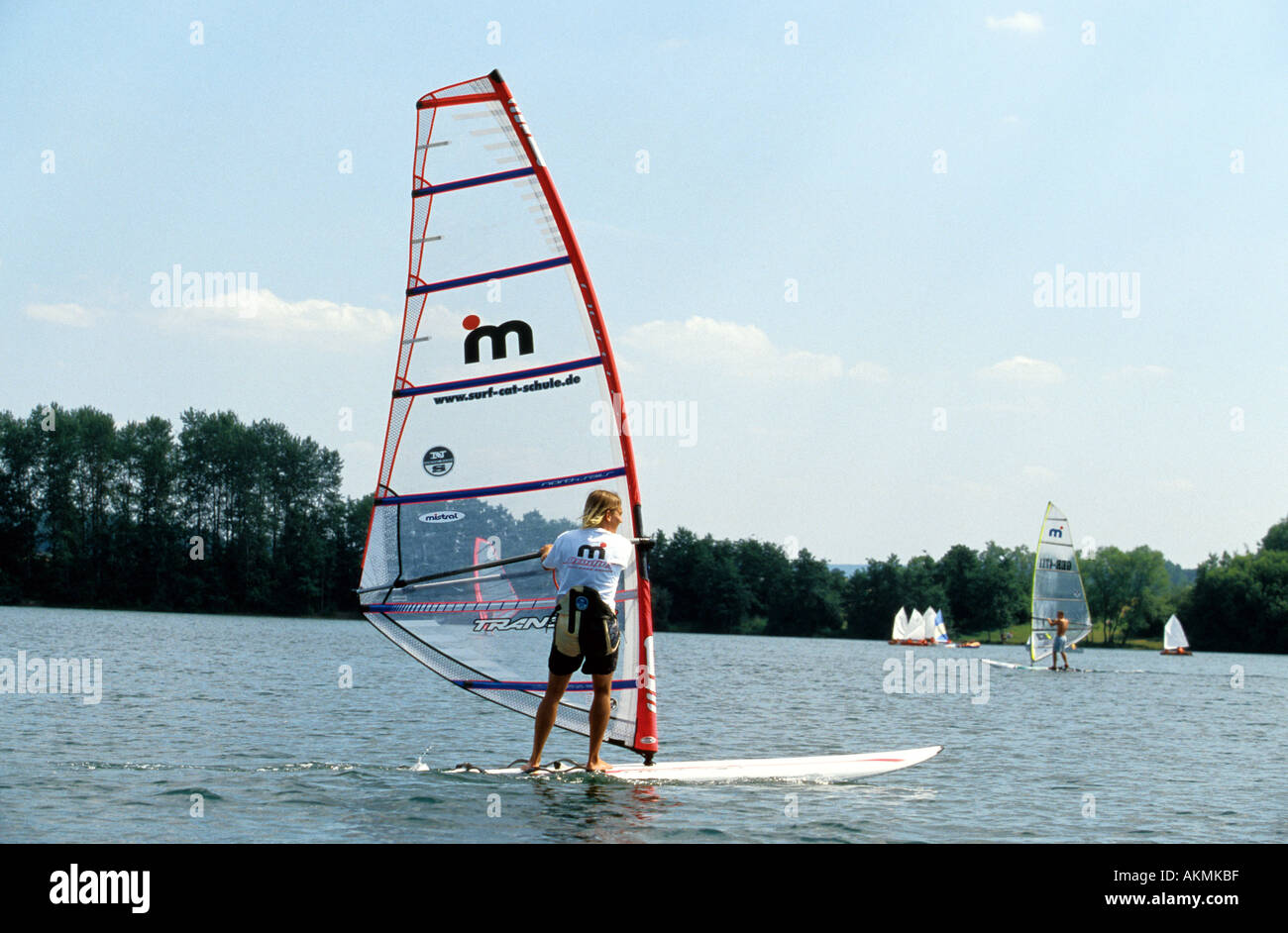 Germany Free time Young man surfing  Stock Photo