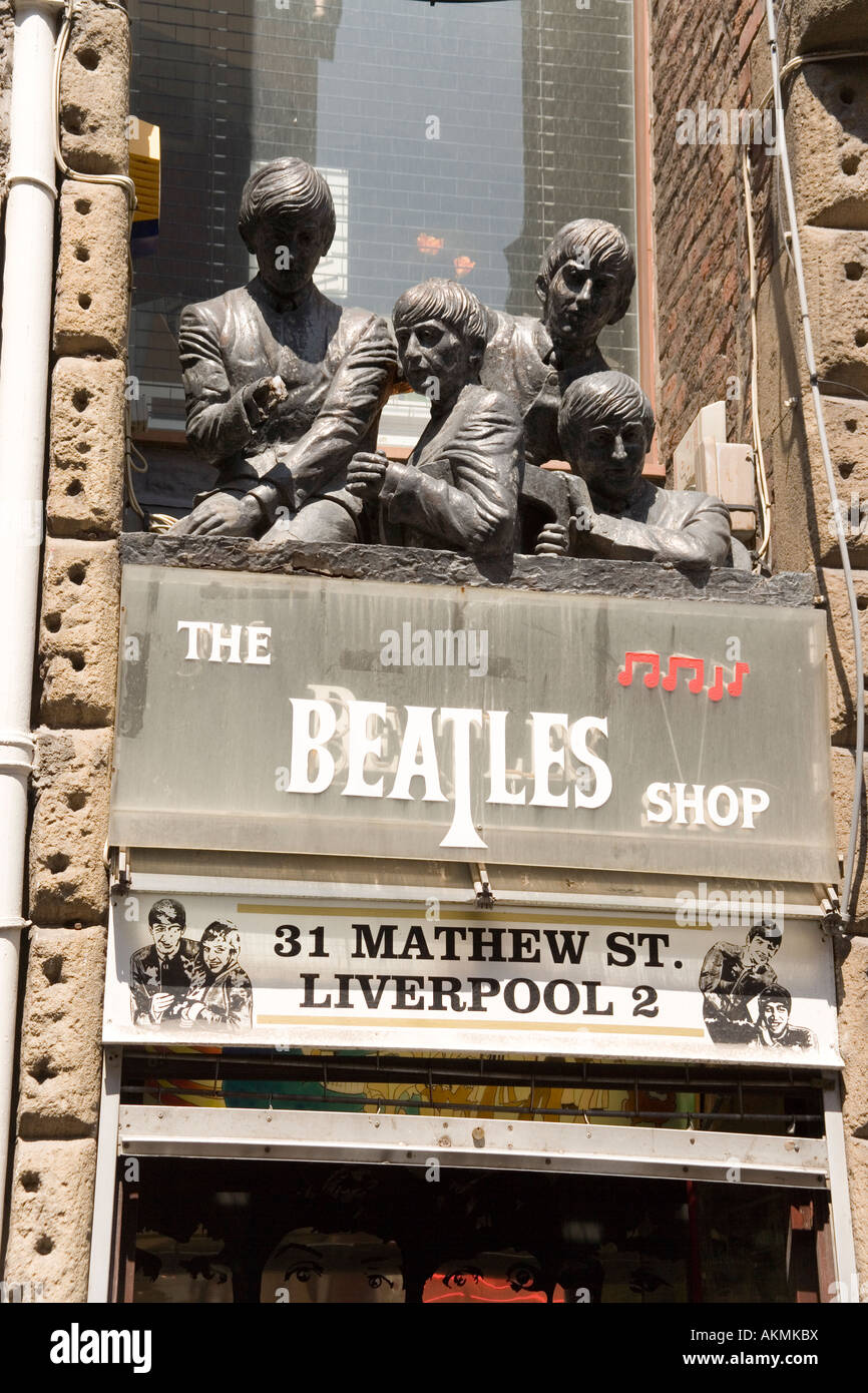 The Beatles shop, Matthew Street in the Cavern Quarter, Liverpool, England Stock Photo