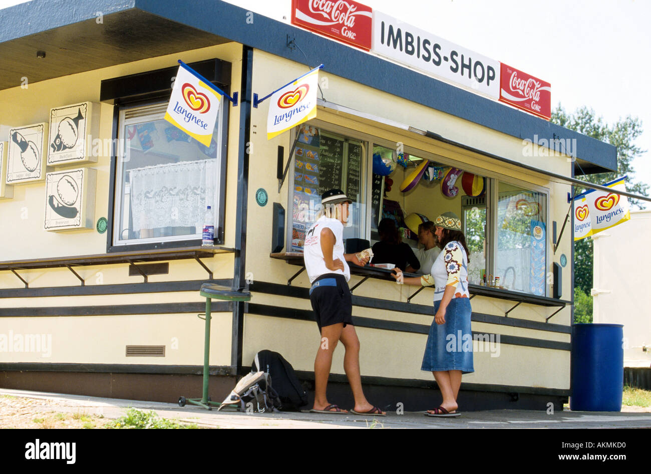 Germany Free time Young persons at a snack bar  Stock Photo