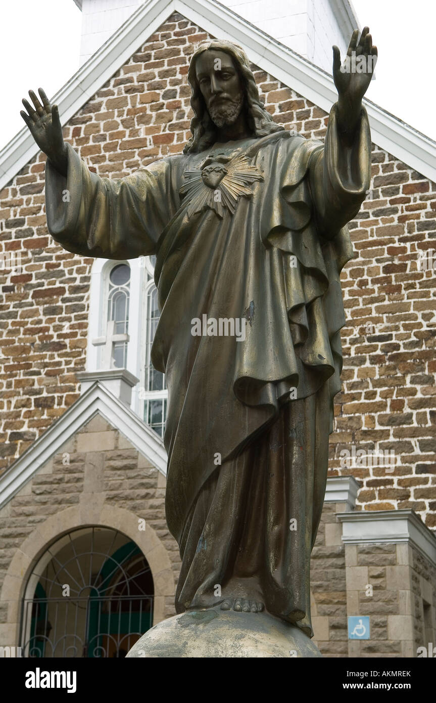 A statue of Jesus St Jovite Mont Tremblant Laurentians Quebec Canada Stock Photo