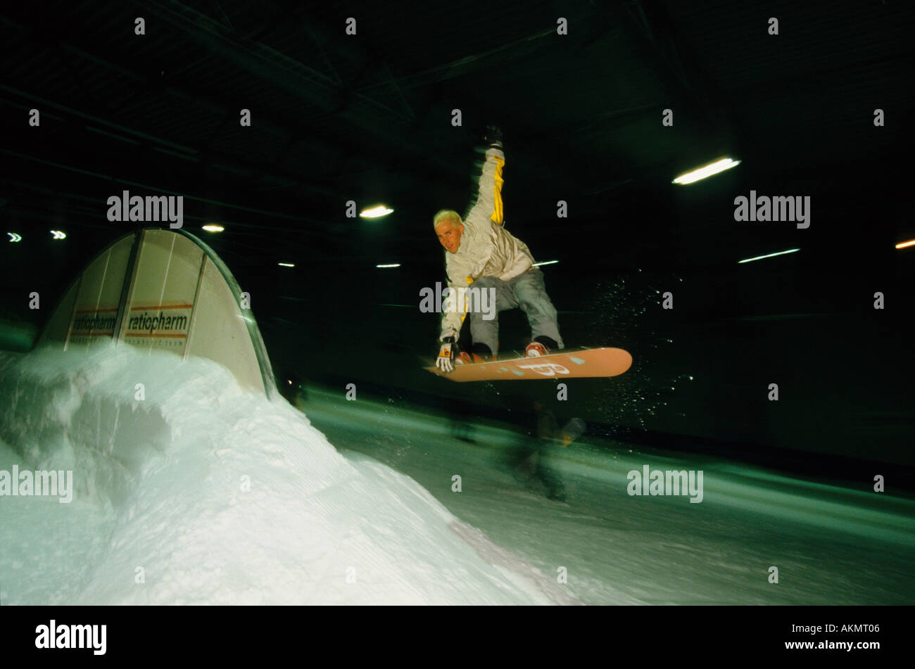 Germany Free time A young man snowboarding Stock Photo Alamy