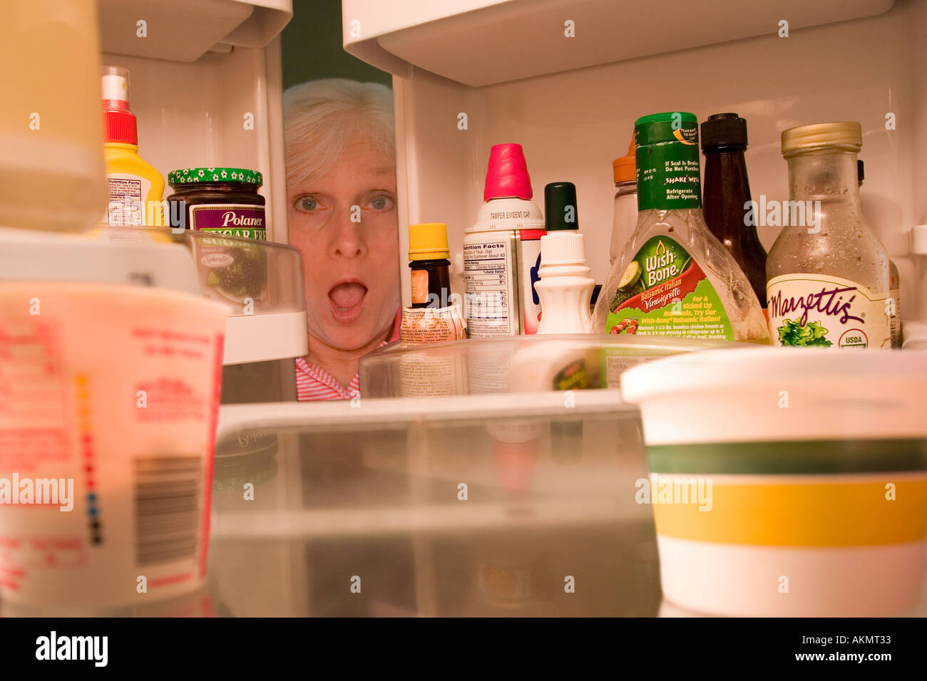 Surprise in the refrigerator Stock Photo