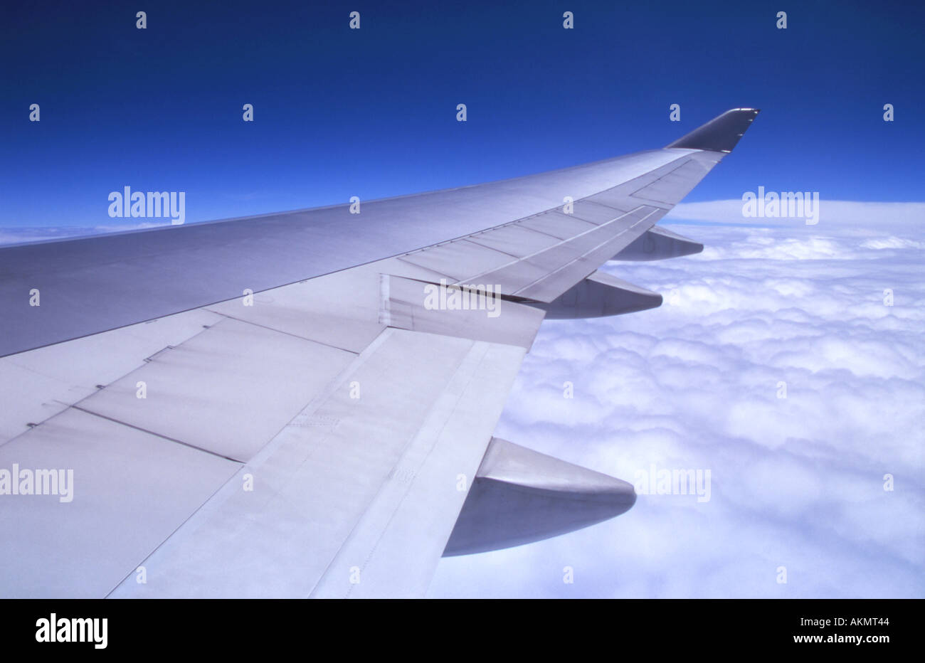 Airplane Wing on Boeing 747 Stock Photo