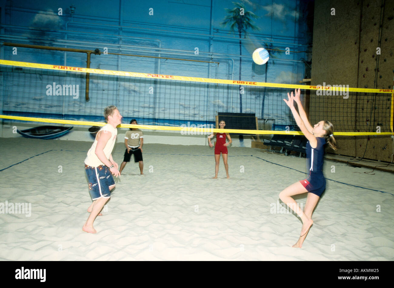 Germany Free time Youth doing sports indoor beachvolleyball  Stock Photo