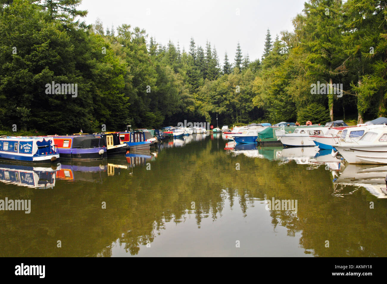 Monmouthshire and Brecon Canal boats on moorings at Goytre Wharf
