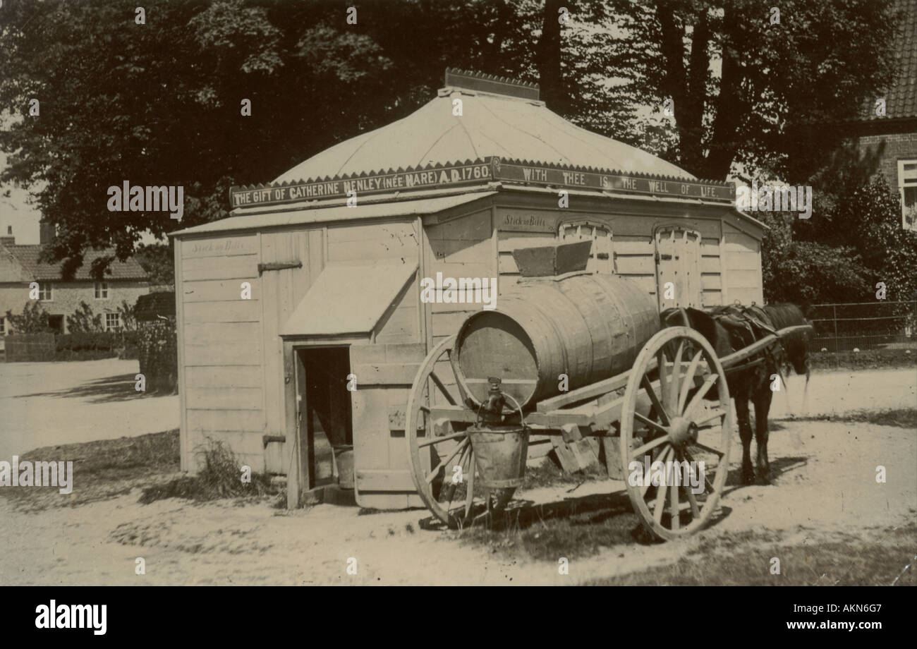 Photographic postcard of water cart at Forest Row, [Sussex] circa 1905 Stock Photo
